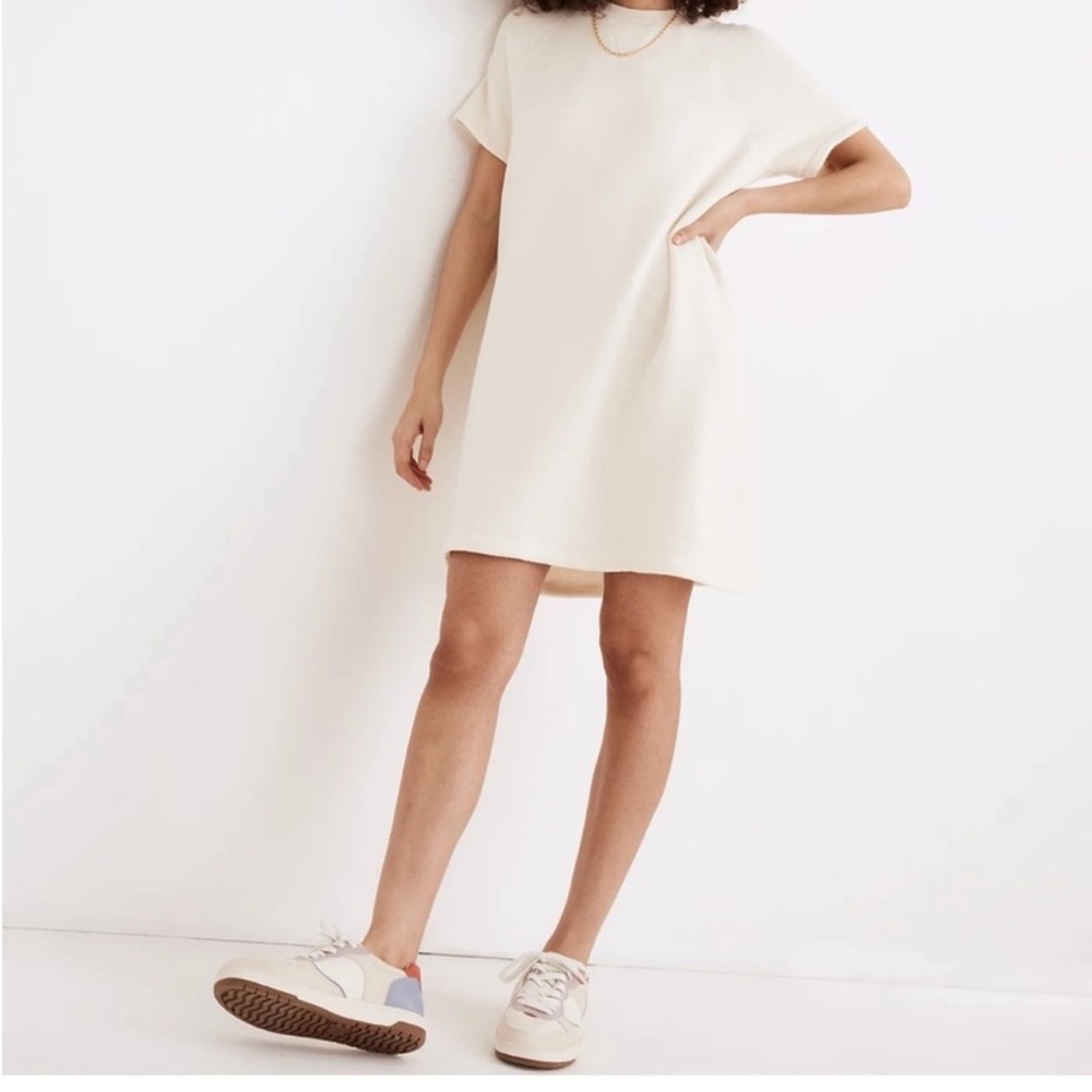 Madewell MWL AiryTerry Sweatshirt Tee Dress In Antique Cream Size X-Large NWOT